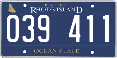RI license plate 039411