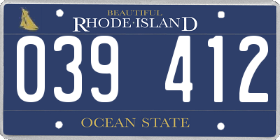 RI license plate 039412