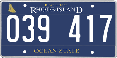 RI license plate 039417