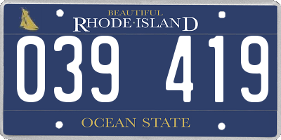 RI license plate 039419