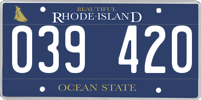 RI license plate 039420