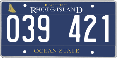 RI license plate 039421
