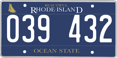 RI license plate 039432