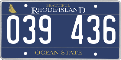 RI license plate 039436