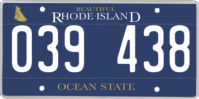 RI license plate 039438