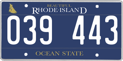 RI license plate 039443