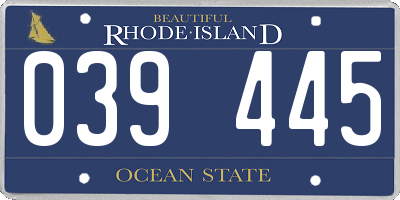RI license plate 039445