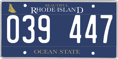 RI license plate 039447