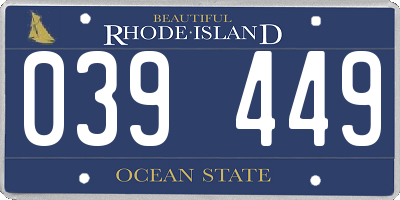 RI license plate 039449