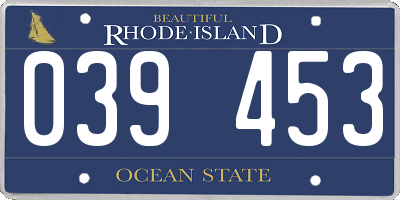RI license plate 039453