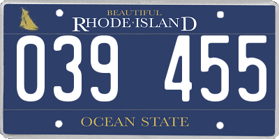 RI license plate 039455