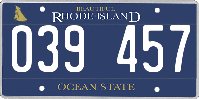 RI license plate 039457
