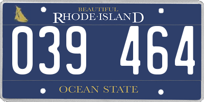 RI license plate 039464
