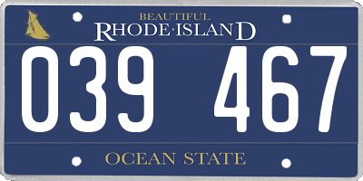 RI license plate 039467