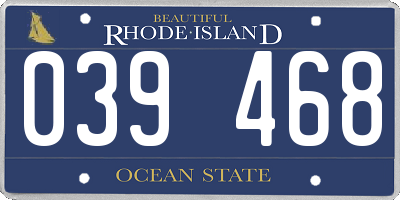 RI license plate 039468