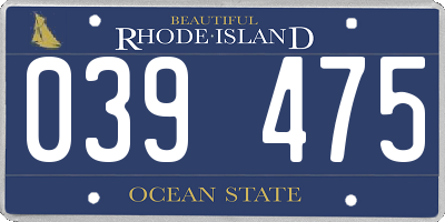 RI license plate 039475