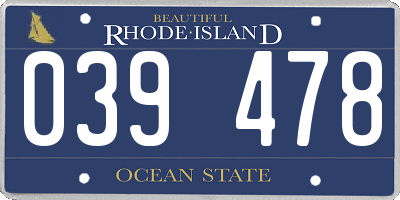 RI license plate 039478
