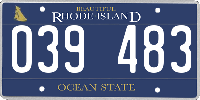RI license plate 039483