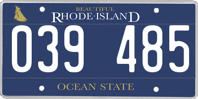 RI license plate 039485