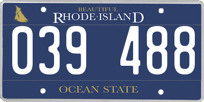 RI license plate 039488