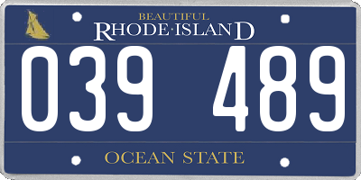 RI license plate 039489