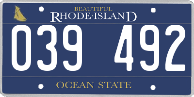 RI license plate 039492
