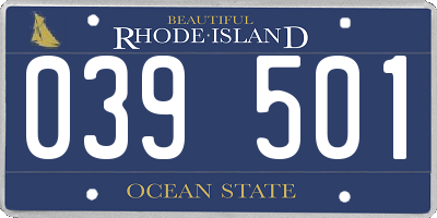 RI license plate 039501