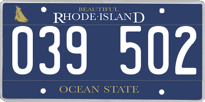 RI license plate 039502