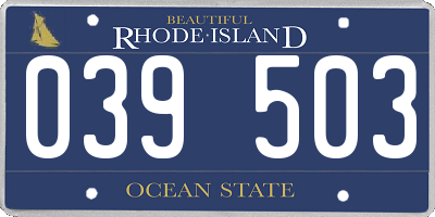 RI license plate 039503