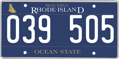 RI license plate 039505
