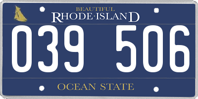 RI license plate 039506