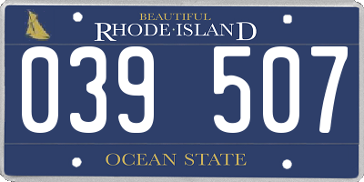RI license plate 039507