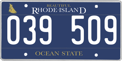RI license plate 039509