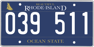 RI license plate 039511