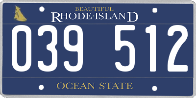 RI license plate 039512