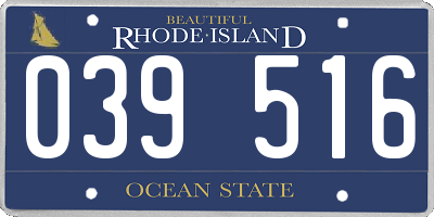 RI license plate 039516