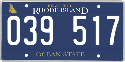 RI license plate 039517