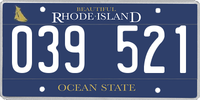 RI license plate 039521