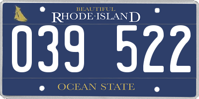 RI license plate 039522