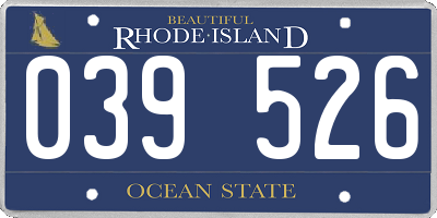 RI license plate 039526