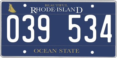 RI license plate 039534