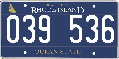 RI license plate 039536