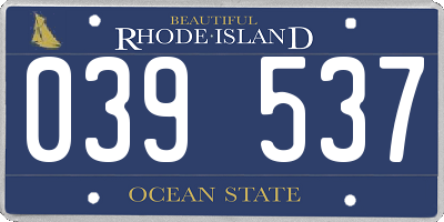 RI license plate 039537