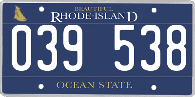 RI license plate 039538