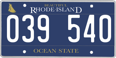 RI license plate 039540
