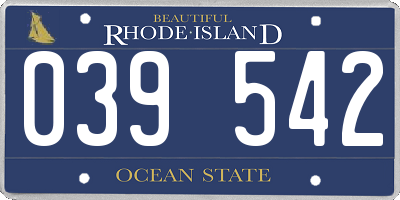 RI license plate 039542