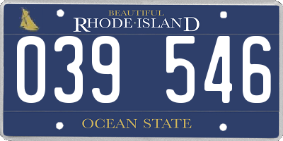 RI license plate 039546