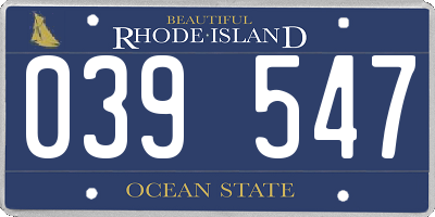 RI license plate 039547