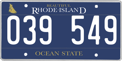 RI license plate 039549