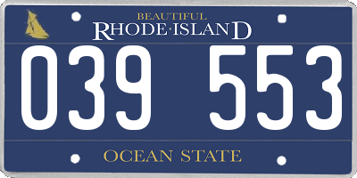 RI license plate 039553